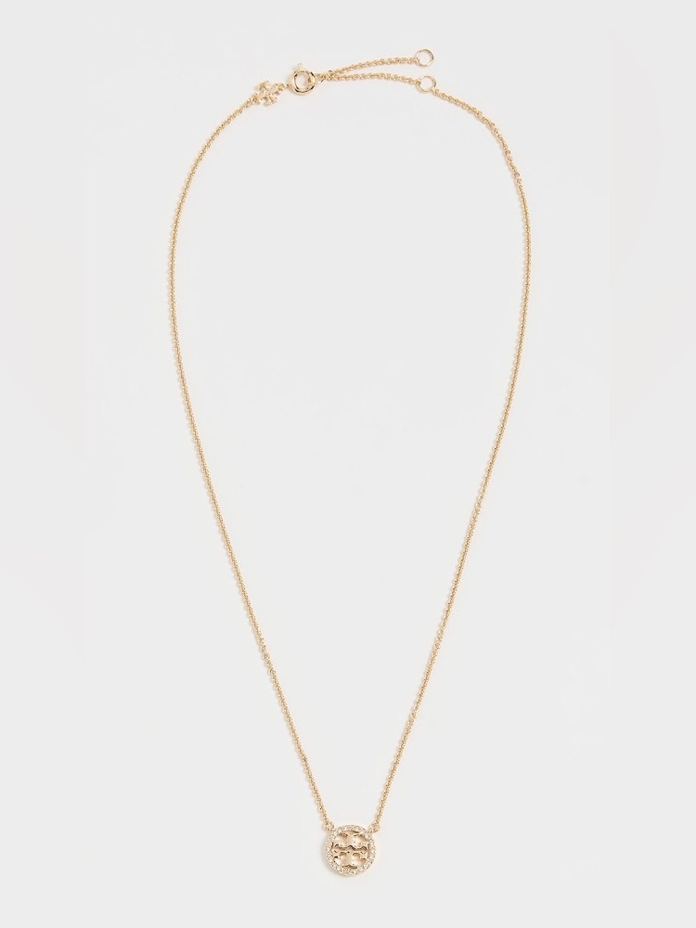 NWOT Tory Burch Crystal Logo Circle Necklace